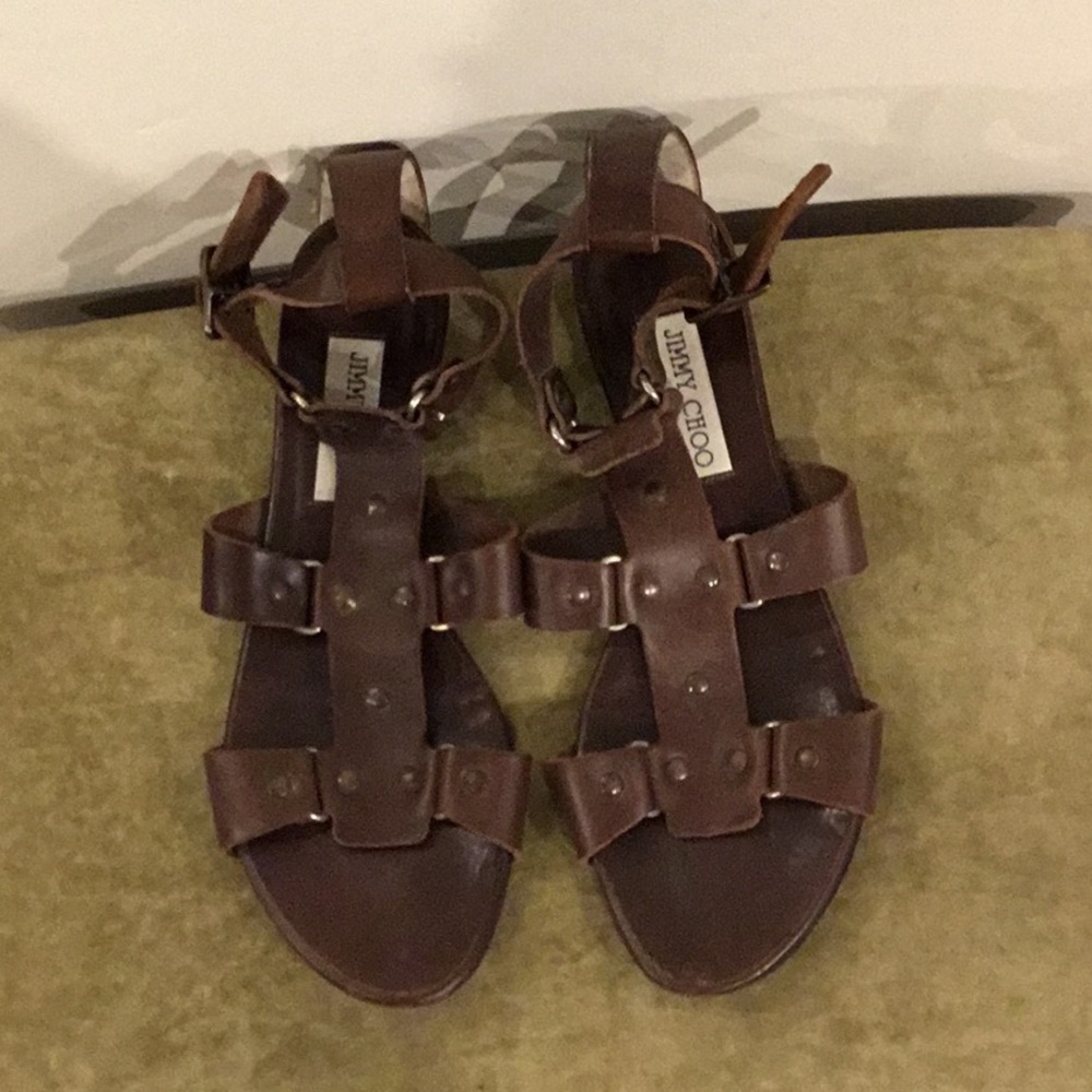 Jimmy Choo brown leather sandals size 7.5
